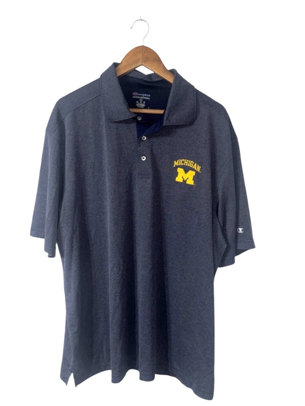 NEW Champion Michigan Wolverines Polo Shirt Mens 2XL Blue Yellow